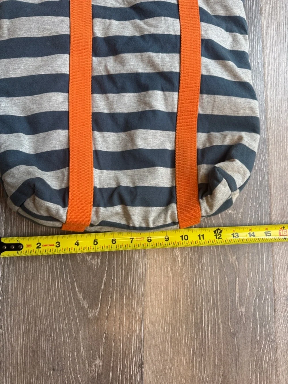 Rootote Japanese Brand Striped Canvas Messenger Tote w/Bright Orange Straps 0448